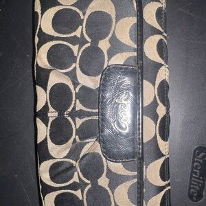 Coach Signature Black and Tan Wallet